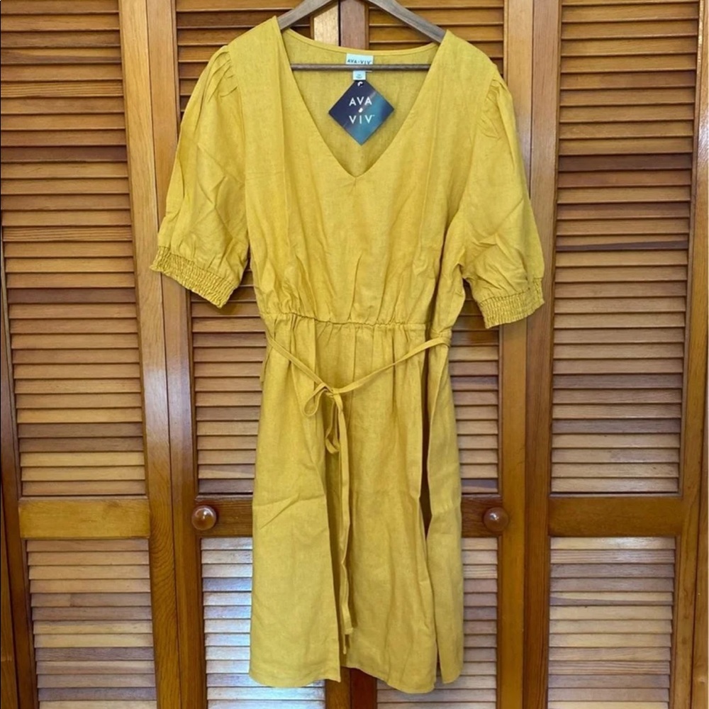 Ava & Viv Yellow Linen Dress